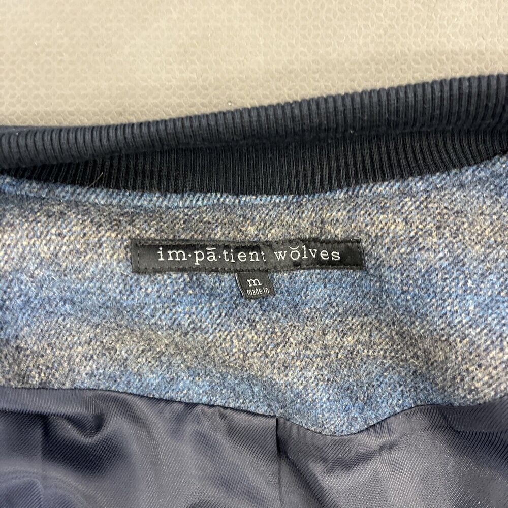 Impatient Wolves Bomber Jacket Wool Blend Polyester Lined Blue Men Size Medium - Picture 6 of 16